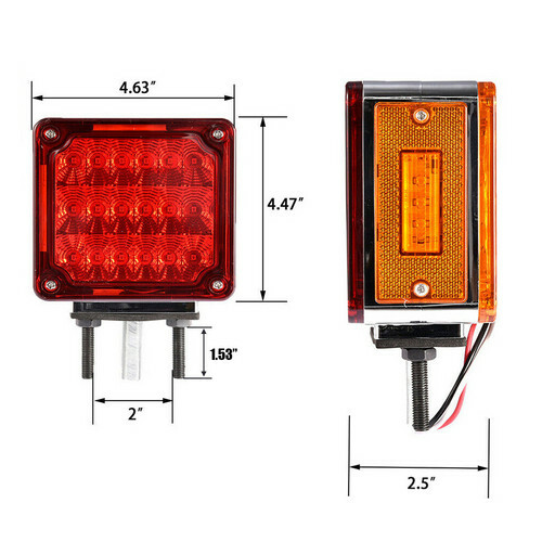 2X 3inch LED Square Dual Face Mount Pedestal Fender Turn Signal Light 12/24V