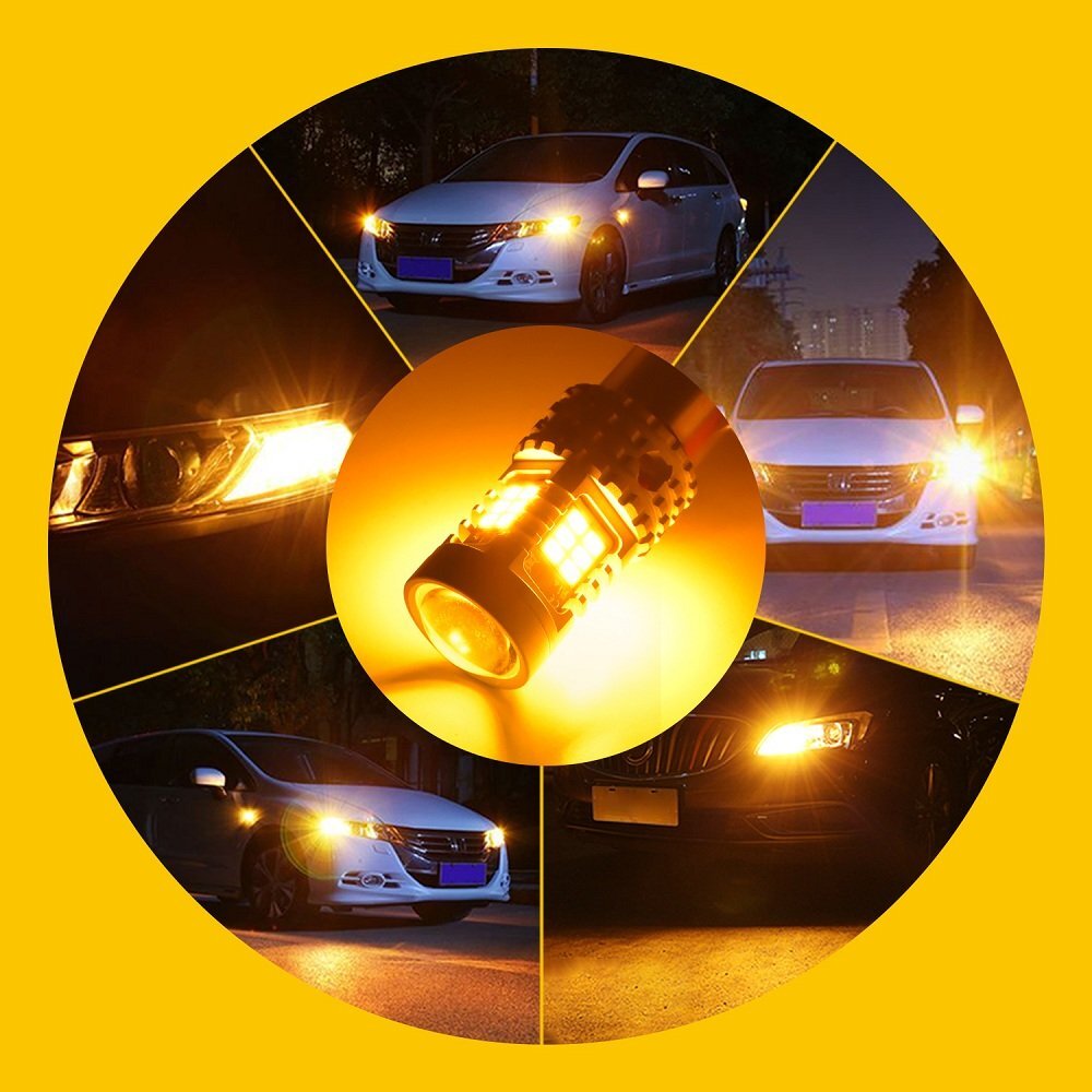 AUXITO 7443 7440 LED Front Rear Turn Signal Light Bulbs No Hyper Flash Amber 4X