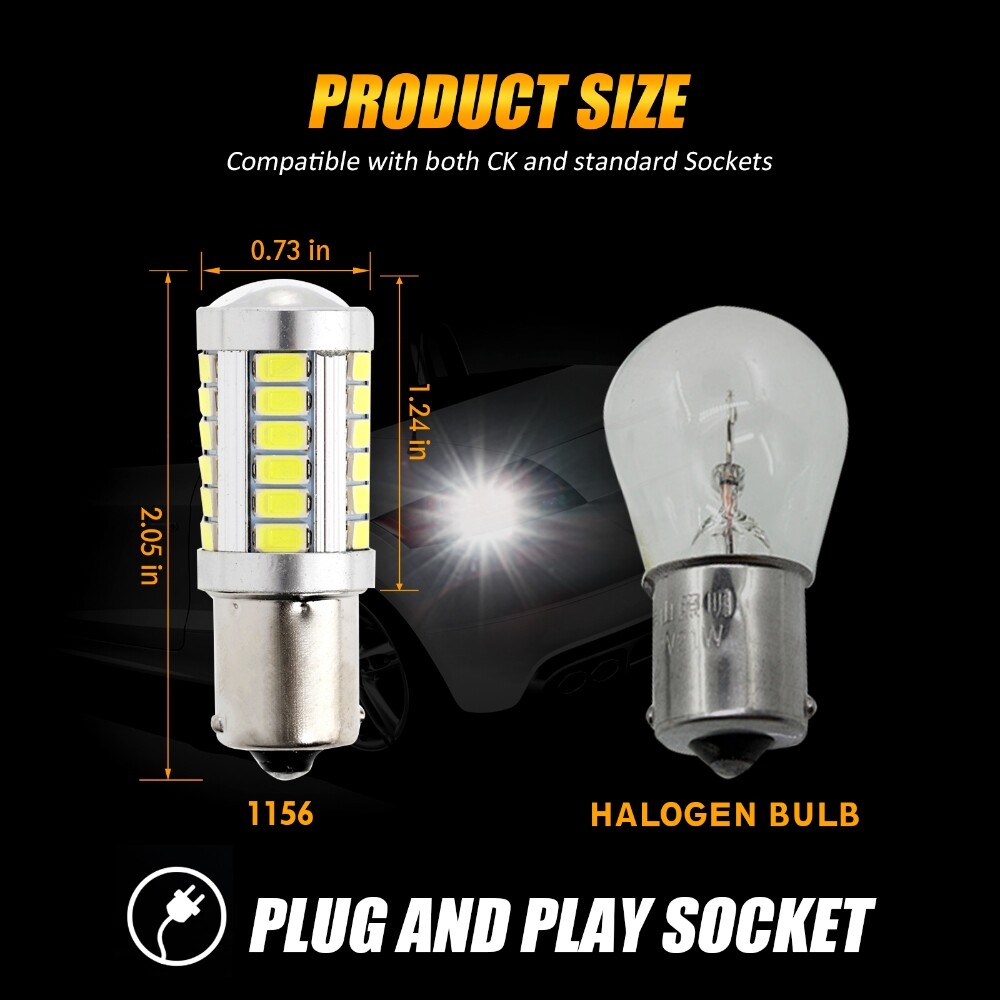 AUXBEAM LED Turn Signal Light 1156 7506 BA15S 6000K Pure White Bright DRL Bulbs