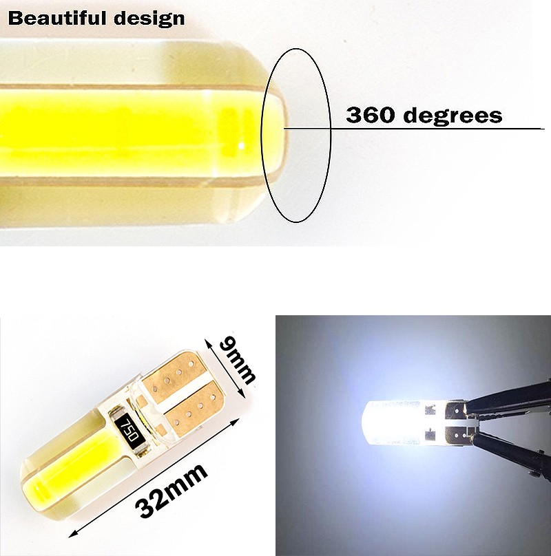 4pc Bright White T10 168 194 2825 T15 COB LED Fi Front Side Marker Lights X271