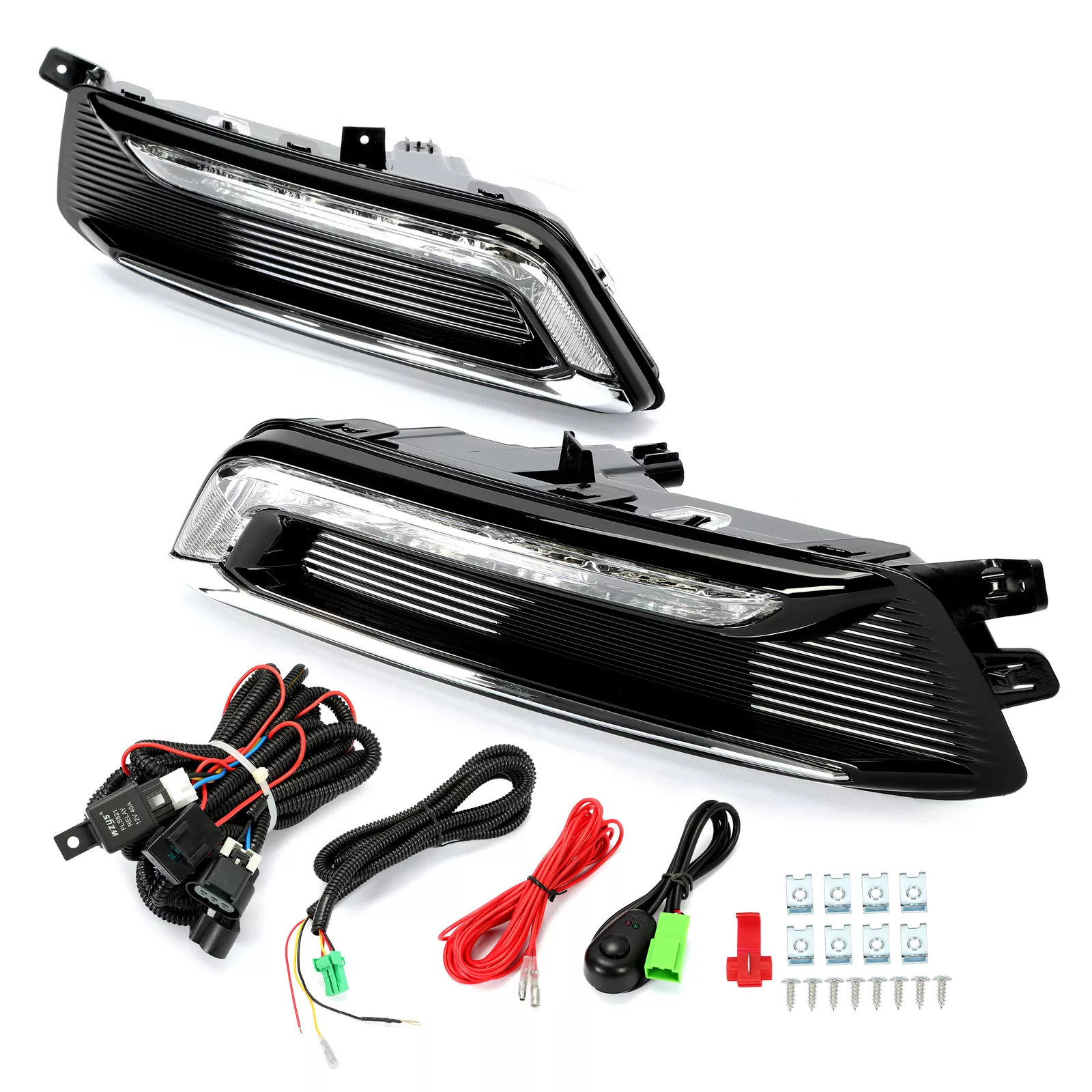 Fits Chevrolet Impala 2014-2020 LED DRL Fog Lights Lamps Wiring Kit Switch Set