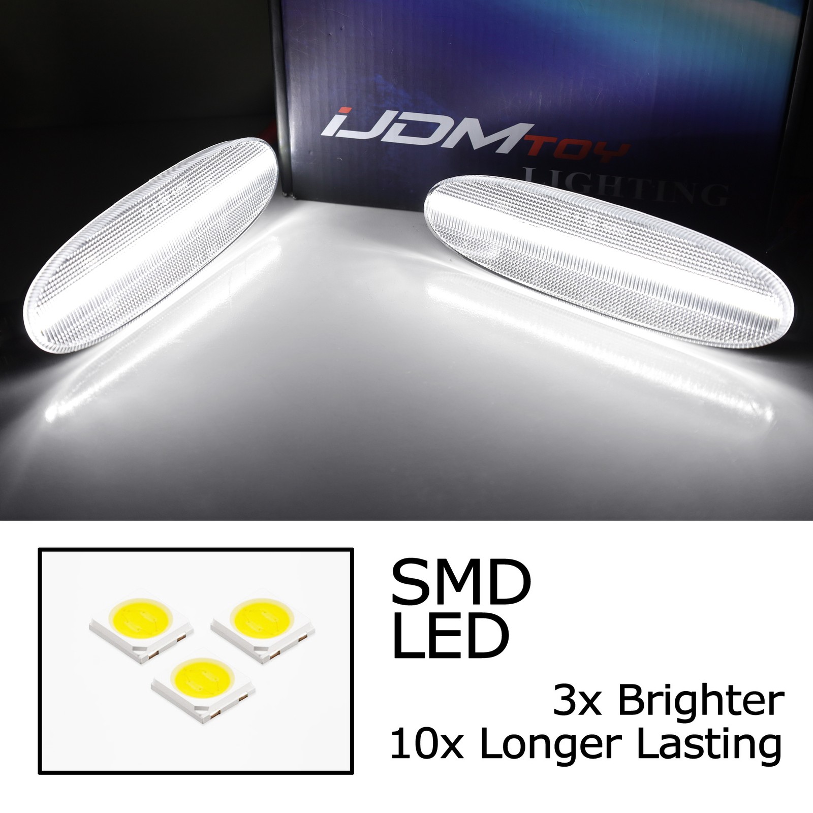 4pc Set Clear Lens Xenon White Full LED Side Marker Lights For Jaguar 97-03 XJ8