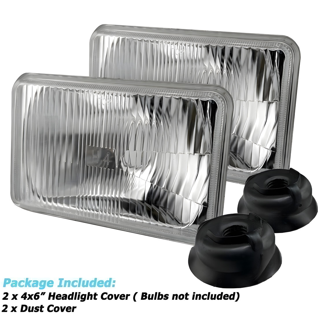 Fit 1982-1987 Chevrolet El Camino 4pcs 4X6 inch GLASS LED Headlights Hi/Lo Beam