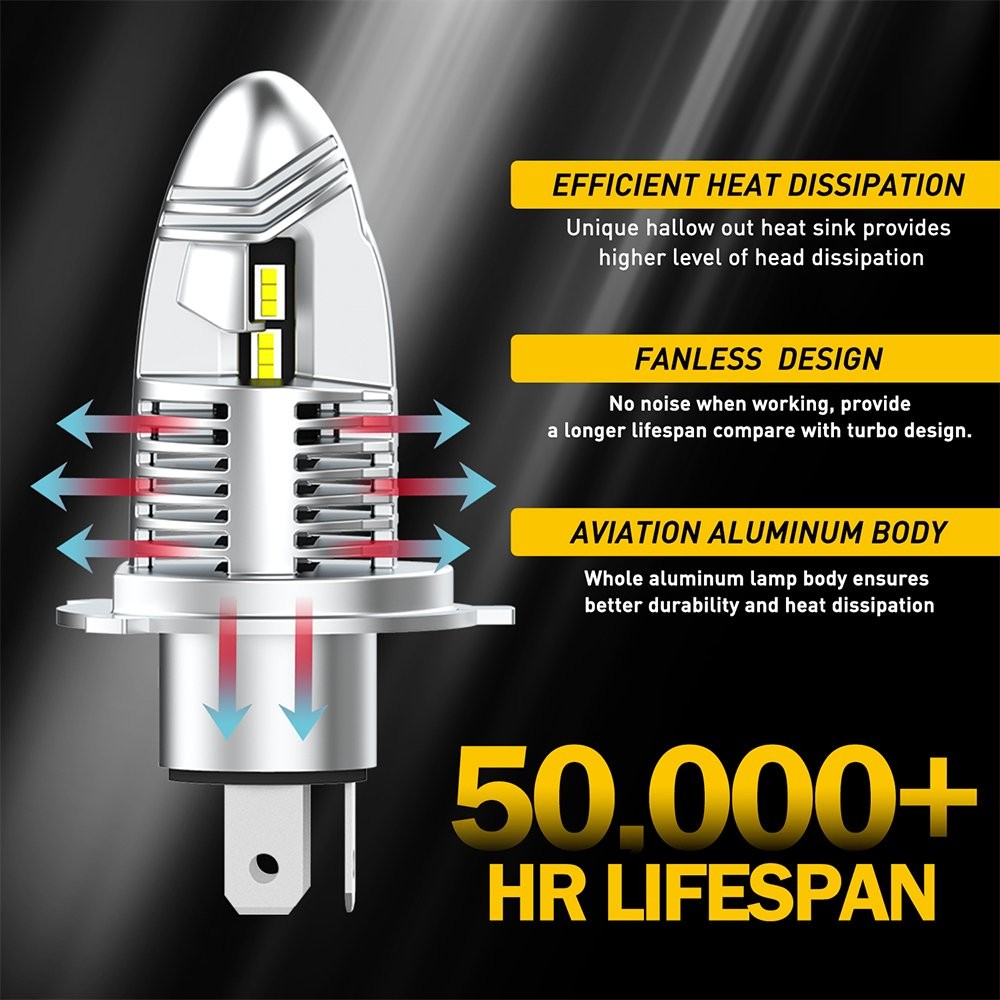 H4 9003 LED White Headlight Bulbs High Low Beam High Power 30000LM CANbus A