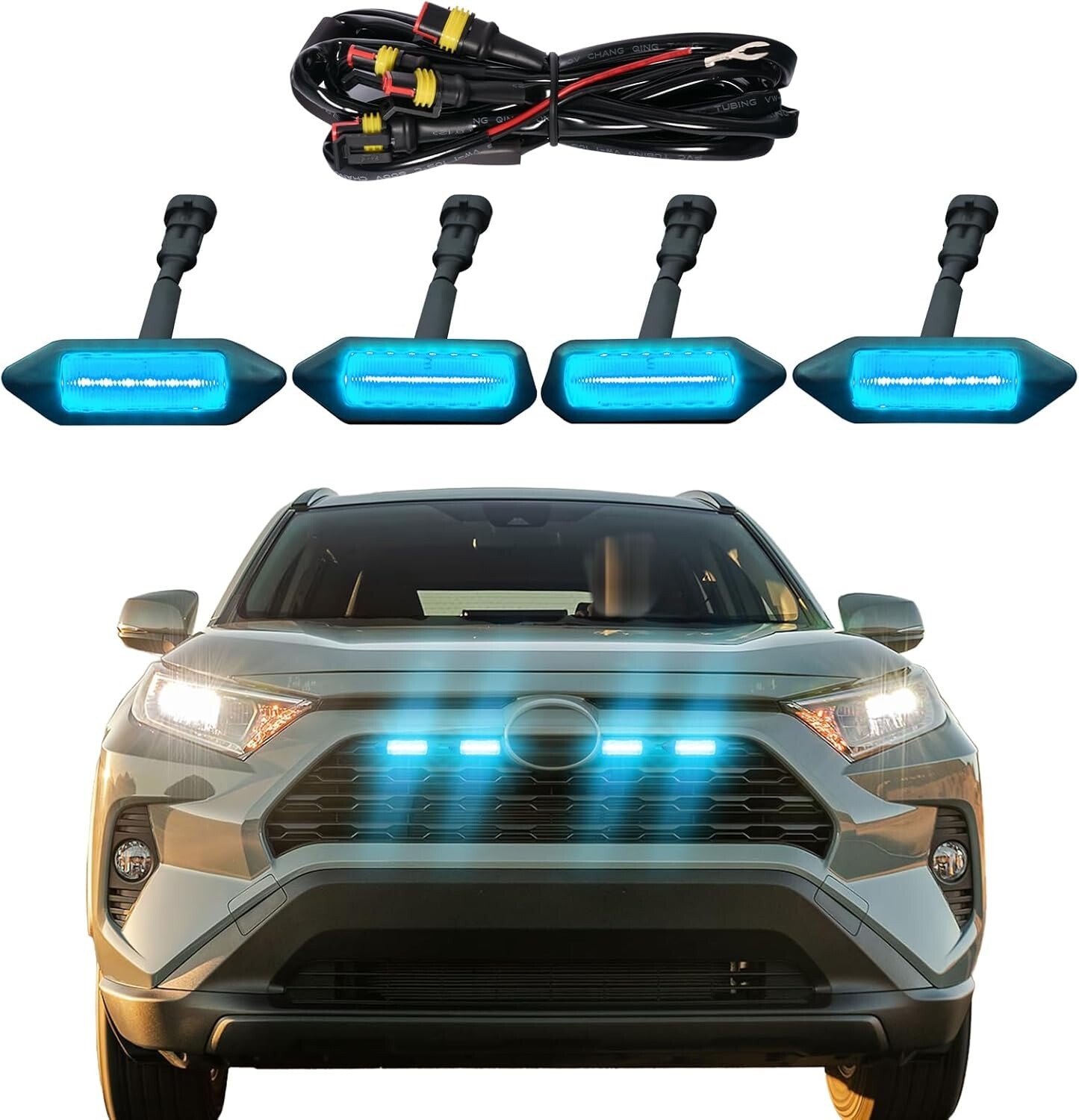 LED Grill Grille Lights for 2019-2024 Toyota RAV4 Hybrid LE SE XLE XSE Limited