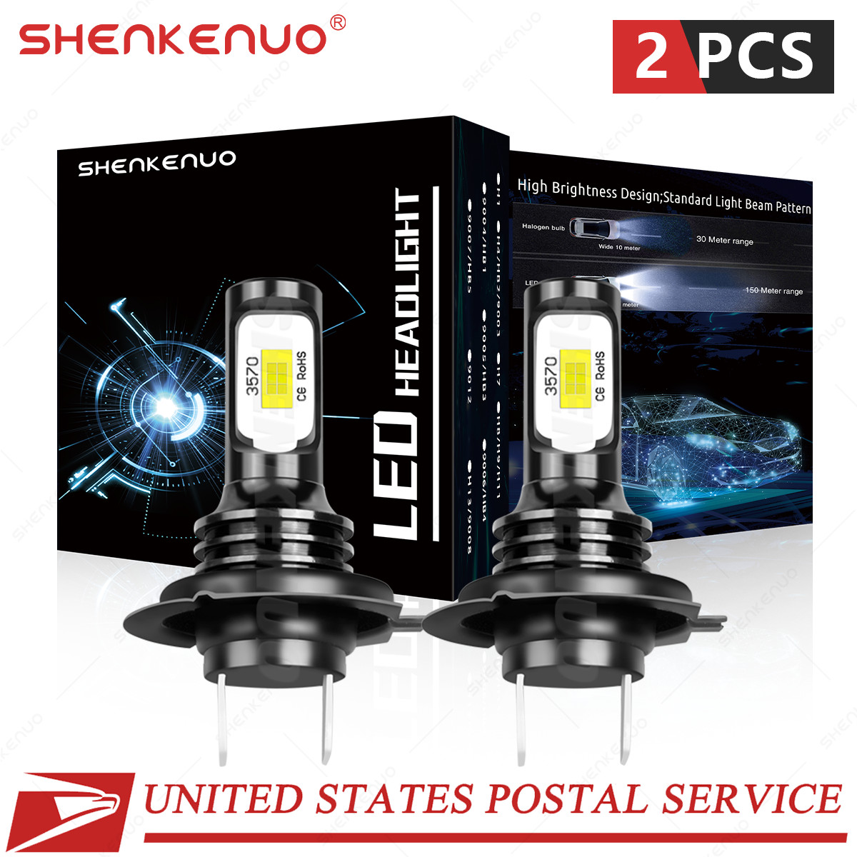 For Yamaha YZF R6 2007-2014 2PC H7 LED Headlight Lamp Bulbs Kit 6000K Cool White