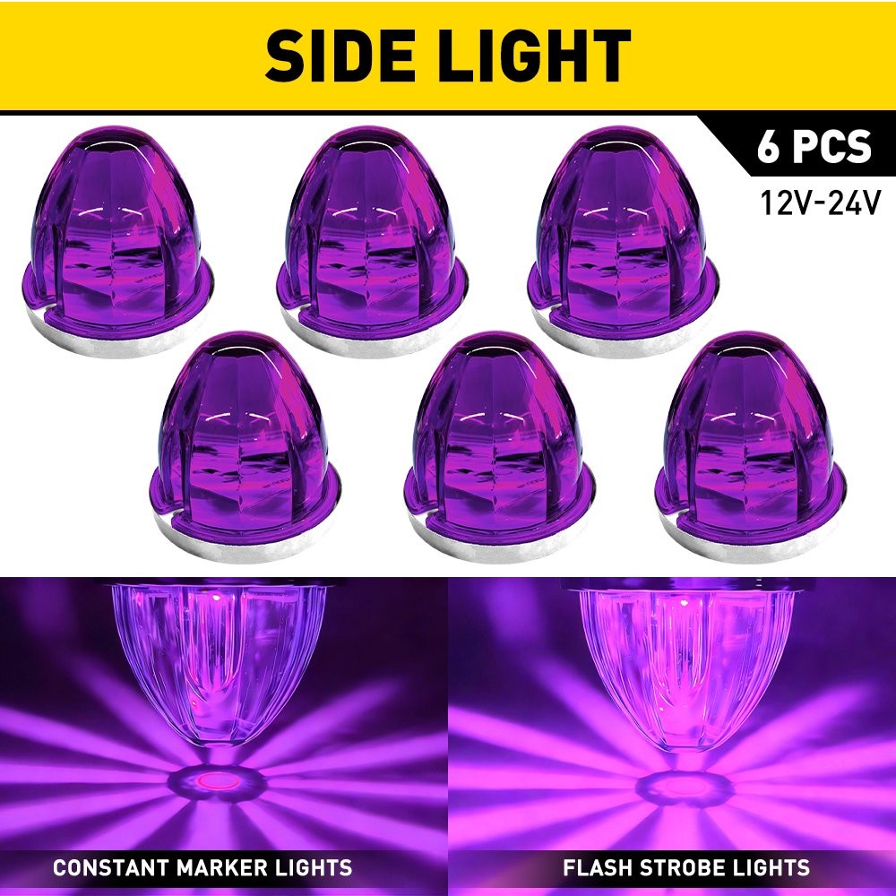 For 12V 24V Vehicles LED Watermelon Lights Bulb Side Marker Clearance Light 6PCS