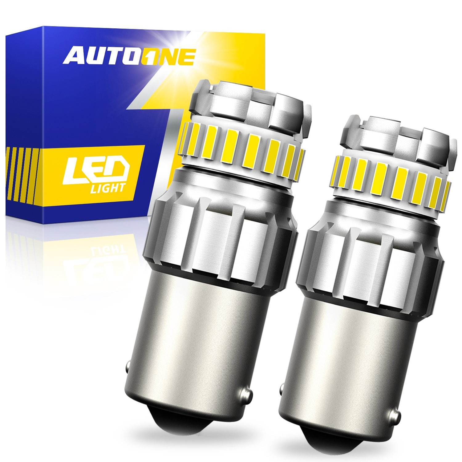 2X Pure White 1156 LED Reverse Brake Tail Light DRL Bulb Error Free Super Bright