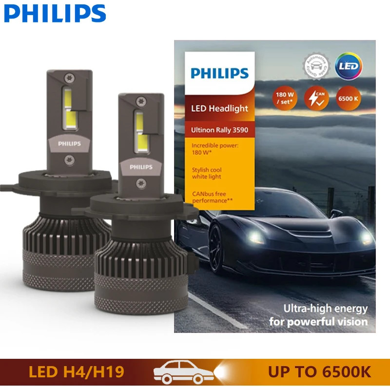 Philips Ultinon Rally 3590 H4/H19 Car LED Headlight Globes 180W 15000LM 6500K