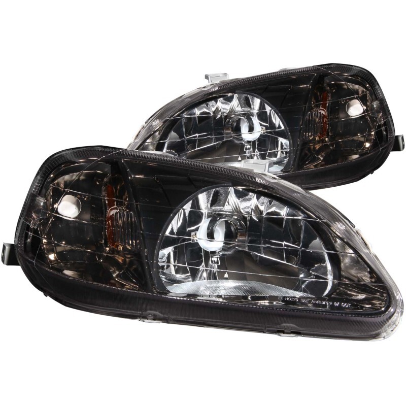 ANZO For 1999-2000 Honda Civic Crystal Headlights Gun-Metal Gray