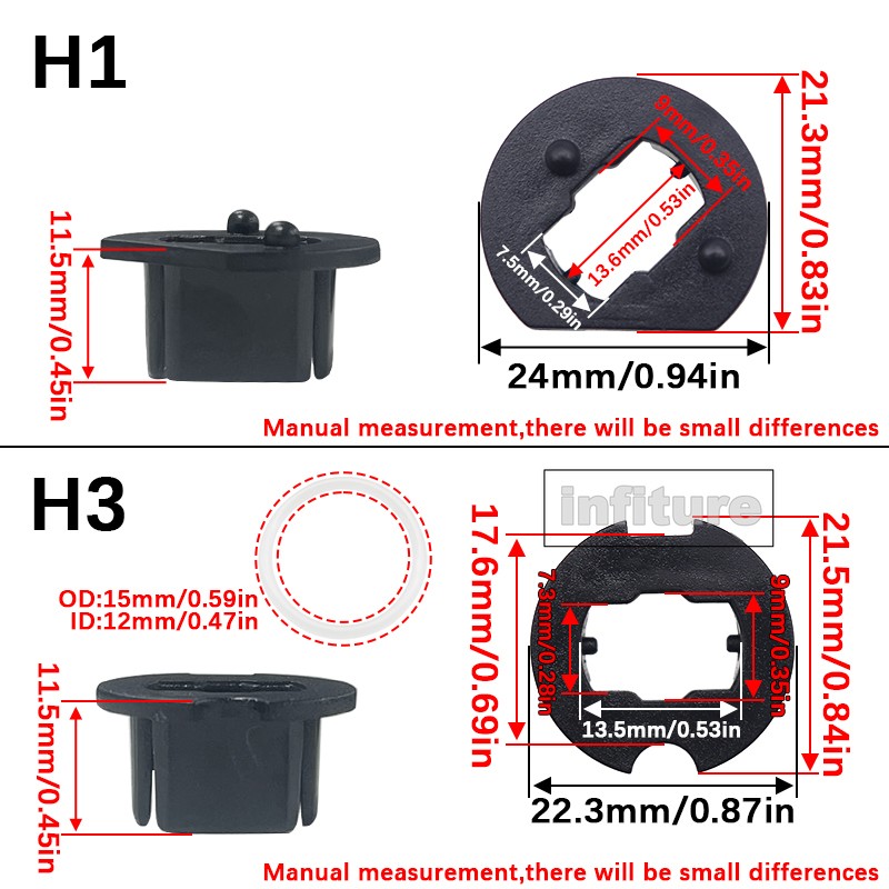 2Pcs LED Headlight Bulb Base Adapter Socket Retainer 9004/9005/9006/H7/H4/H3/H1