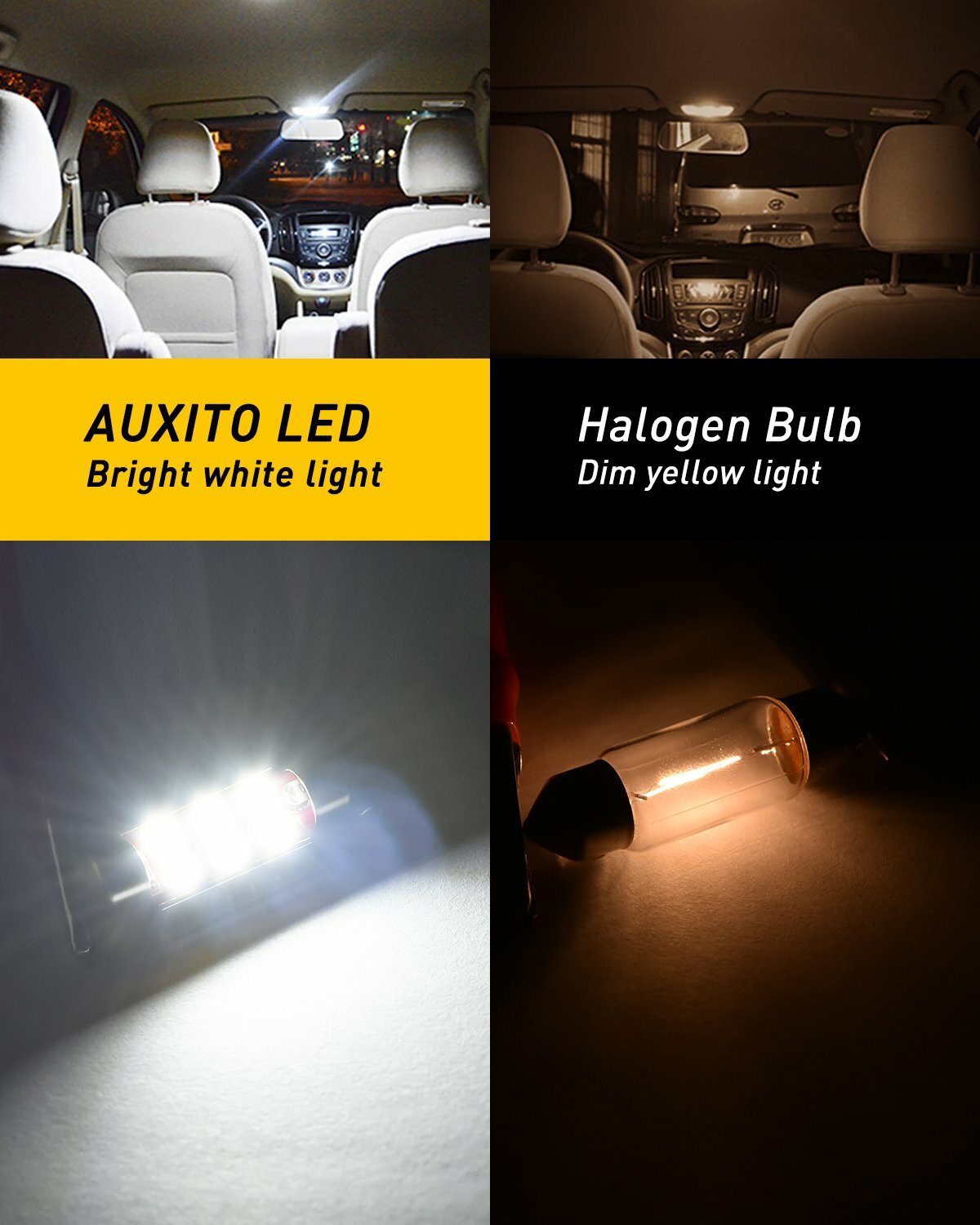 4x Super Bright CANBUS 578 6411 211-2 42MM LED Dome Light Bulb 6000K Clear White