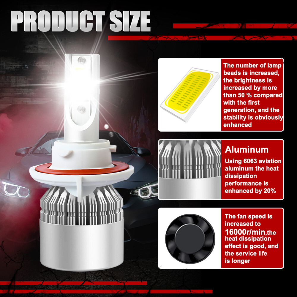 4X 9008 H13 LED Headlight Bulb Conversion Kit High Low Beam Super Bright 6500K