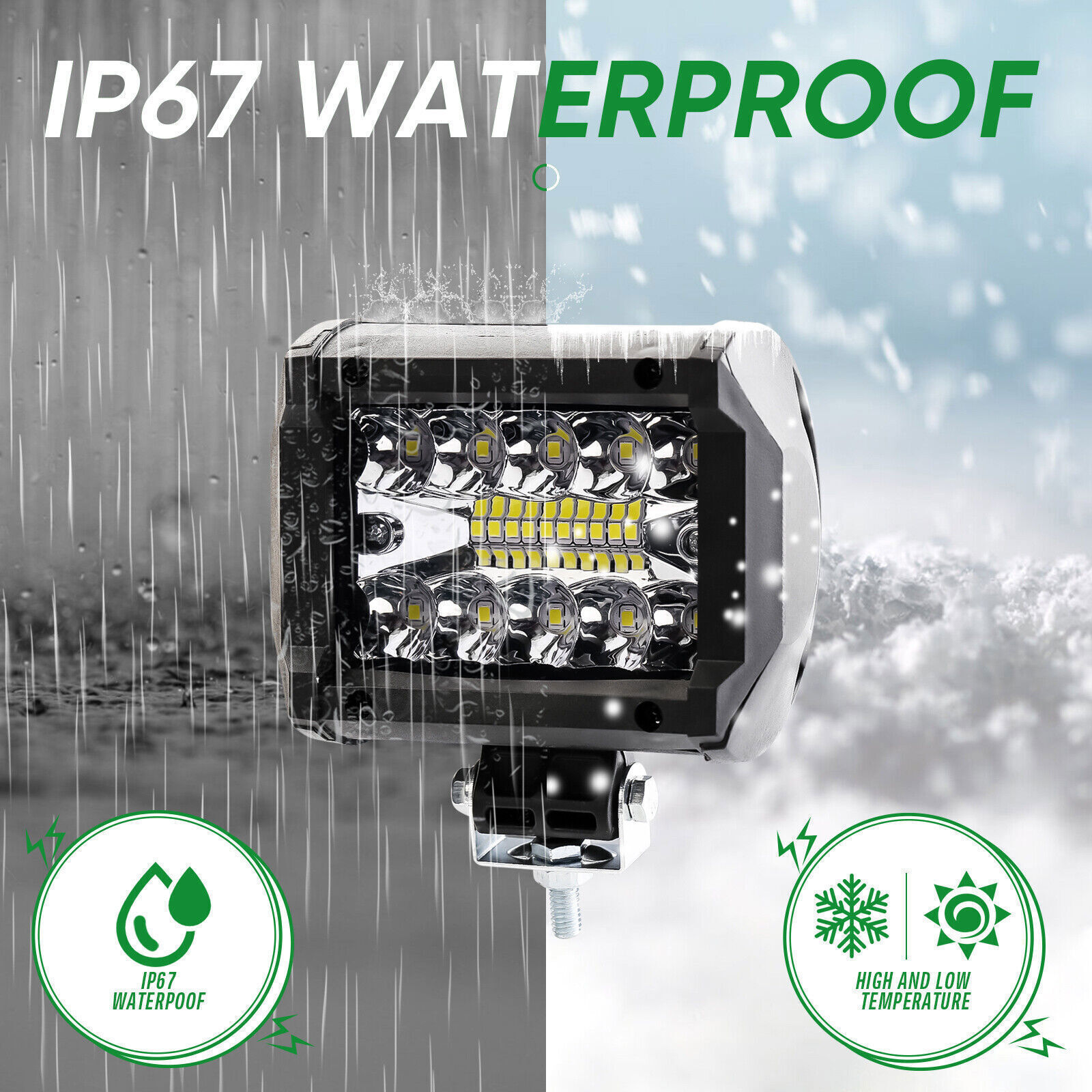 LED Light Bar 2PCS 4 inch 20000LM Work Spot Flood Pods Offroad Driving Fog Lamp