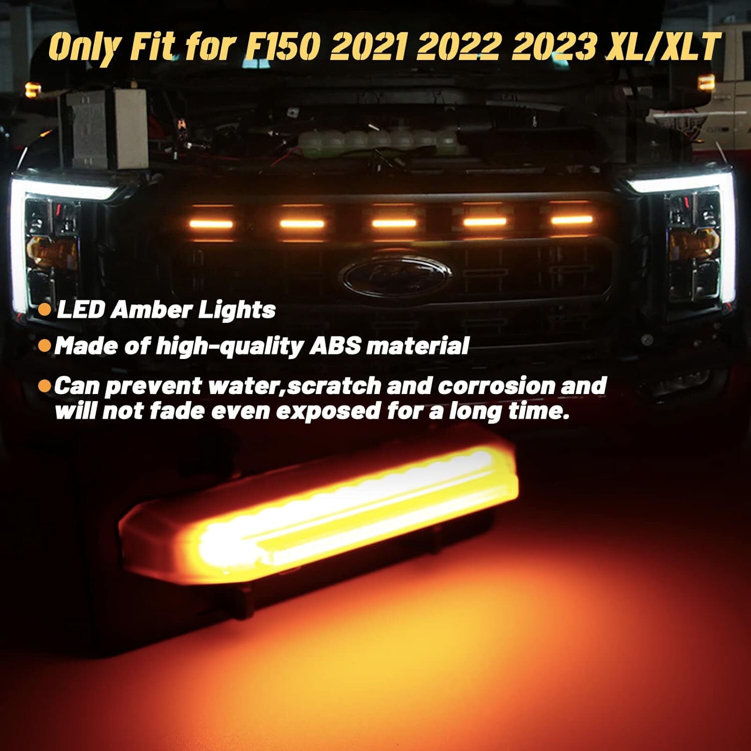 5x Smoke Lens For 2021-2023 Ford F150 XL XLT Sport LED Front Grille Lights Amber