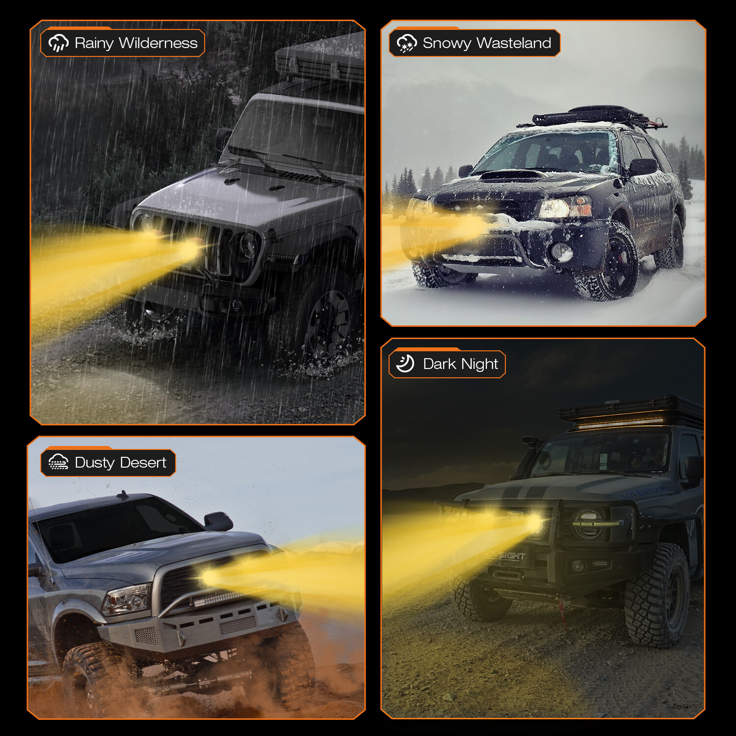 NOVSIGHT 2x 6“ LED Off Road Lights Driving Pod Flood Spot Beam for Jeep Pickup