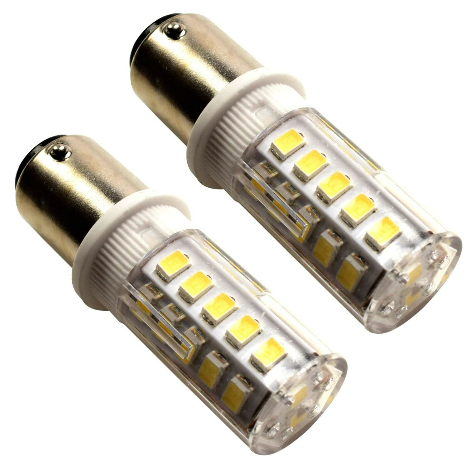 2-Pack HQRP 12V-24V DC BA15d Double Contact LED Bulb Replacement 1130 1176 1142