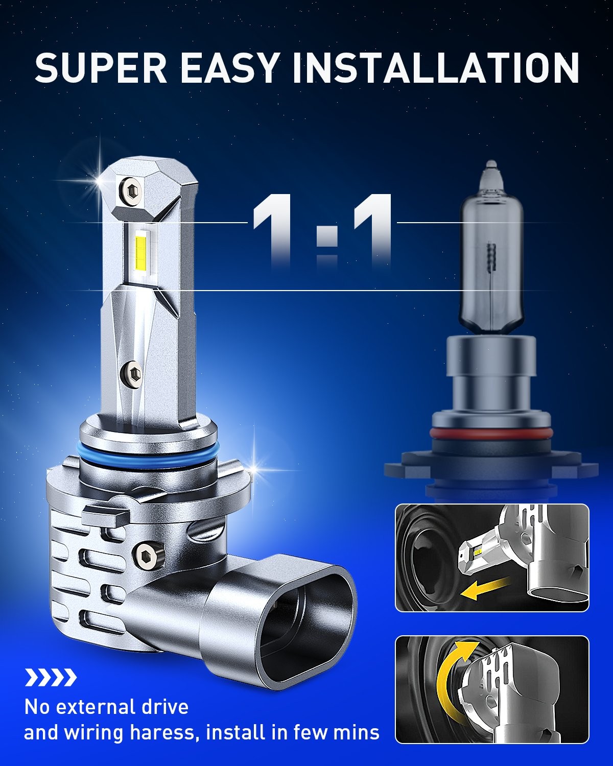CANBUS 9005 H11 Combo LED Headlight Bulbs 80000LM 6500K White High Low Beam SF