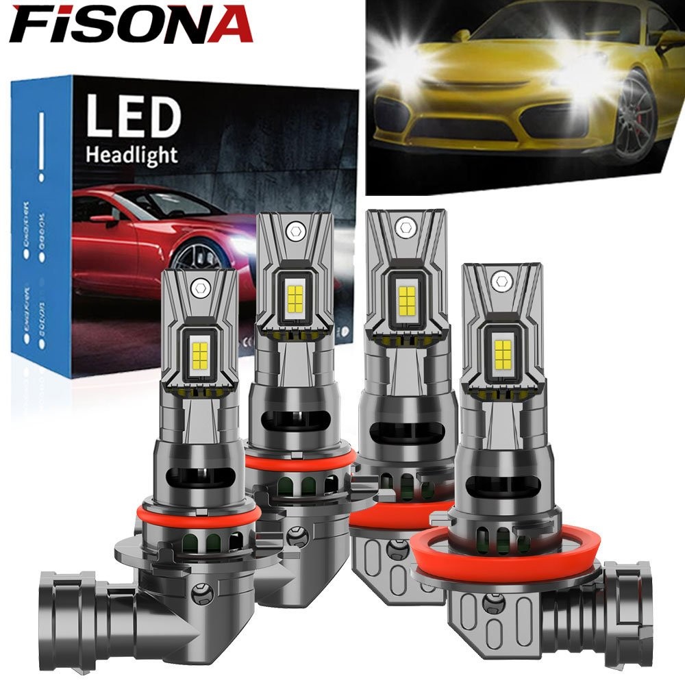 FISONA H11 9005 LED Headlights Bulb High Low Beam Light 100W Super Bright Canbus