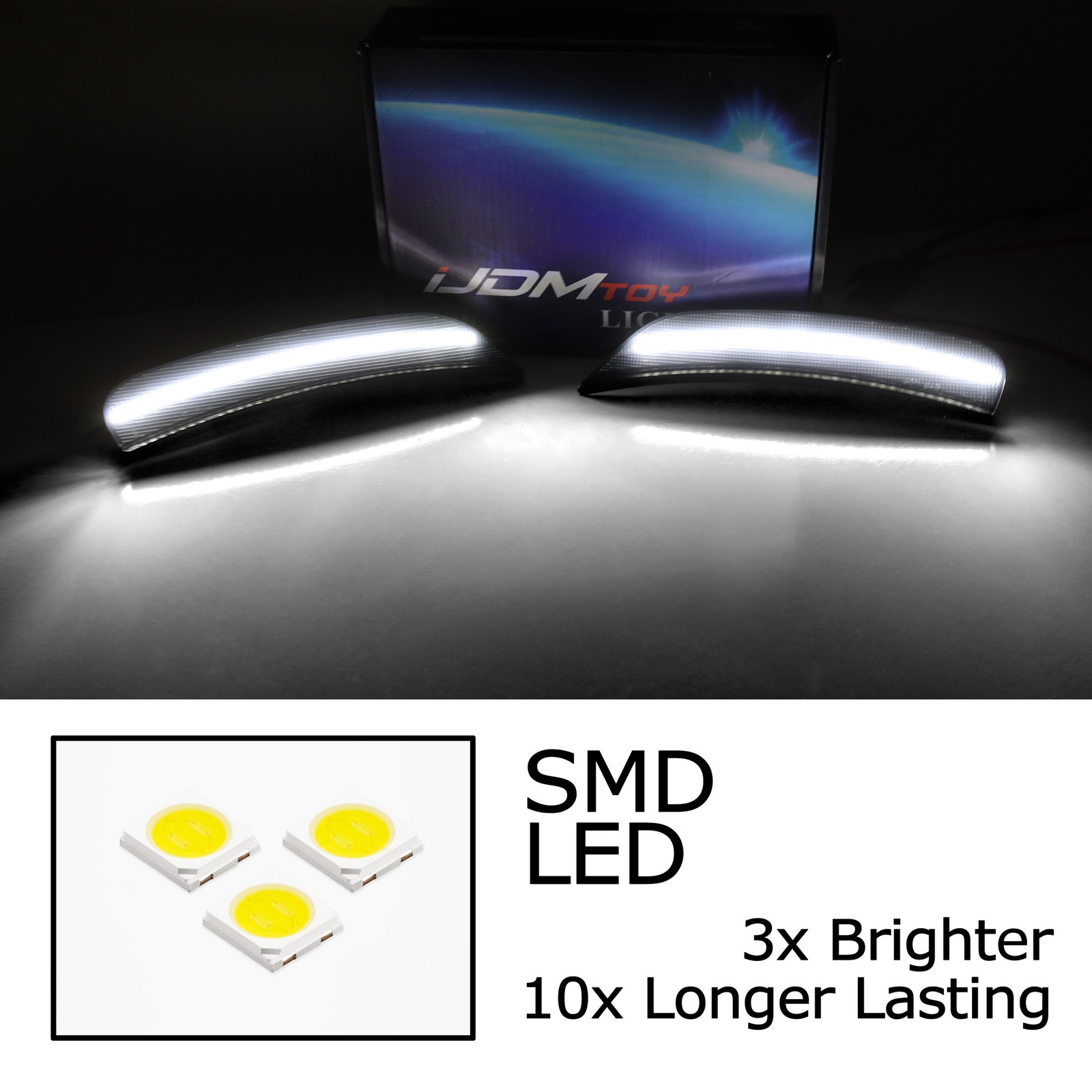 Smoke Lens All White Full LED Wheel Arch Side Marker Lamps For Chrysler Pacifica
