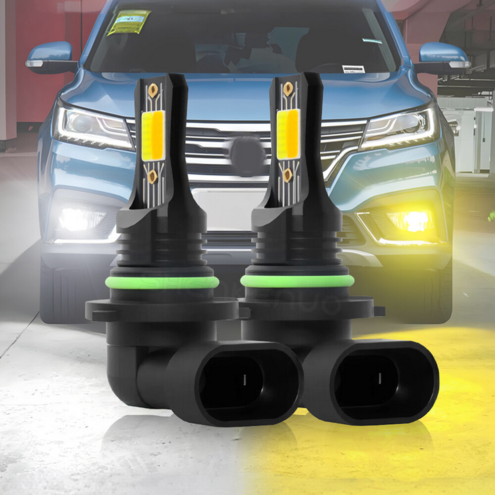 2x 9006 2-Color Switchback LED Fog Light Bulbs 6000K White 3000K Yellow