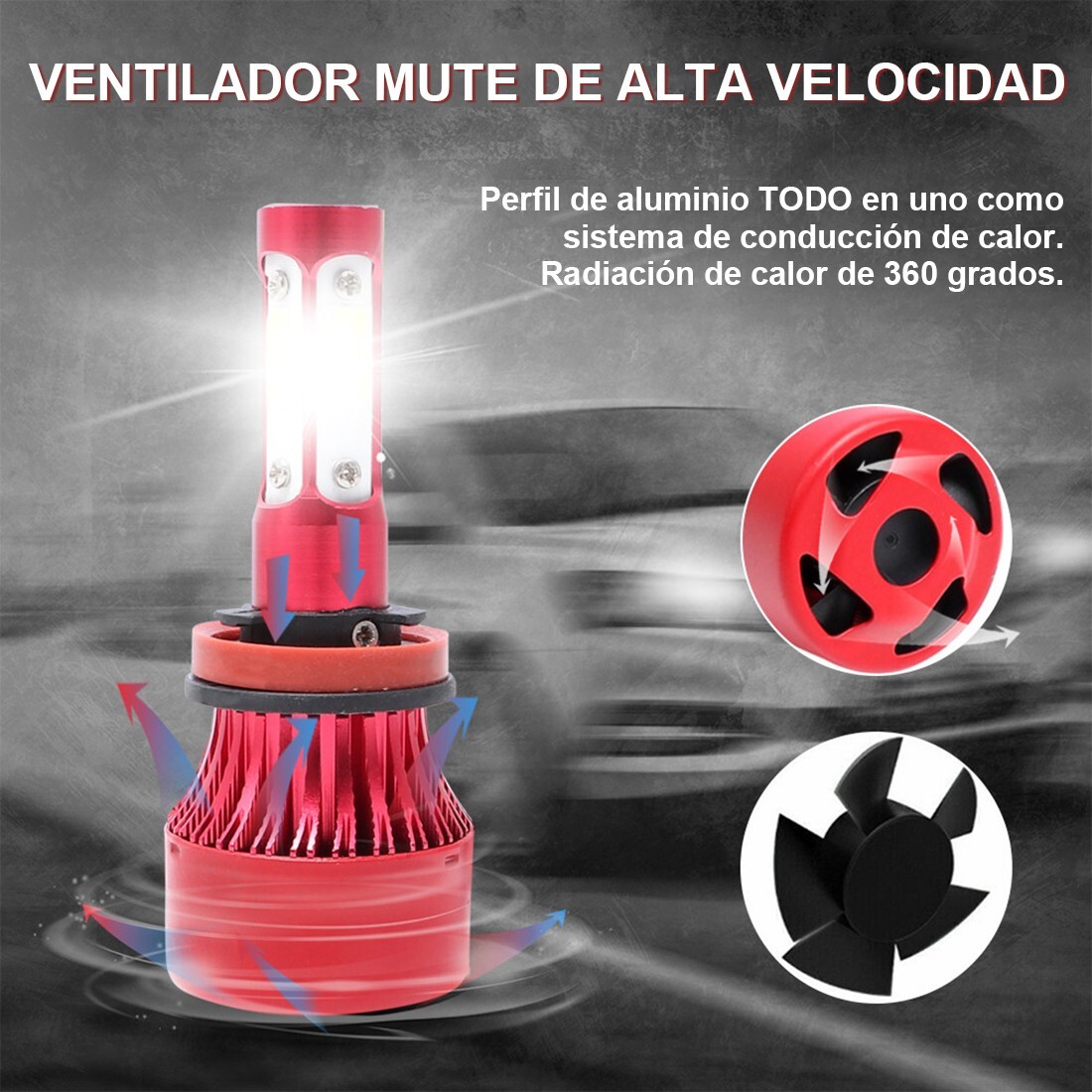 2024 H11 LED Headlight 6000K 2000W 300000LM 4-Side Low Beam bulbs High Power