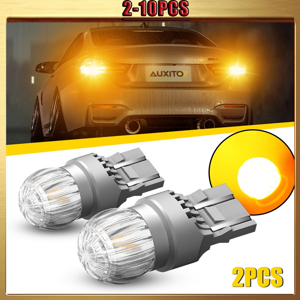 AUXITO 2US6T 7443 LED 3000K Amber DRL Lamp Backup Reverse Turn Light Bulbs 2-10x