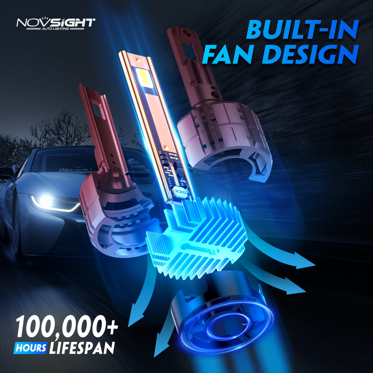 NOVSIGHT 9005 9006 LED Headlight HB3 HB4 Bulbs Kit 6500K White 80000LM Canbus 4x