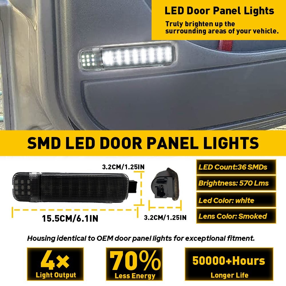 Smoked LED Door Courtesy Lights For Chevy Silverado Suburban Tahoe Sierra Yukon