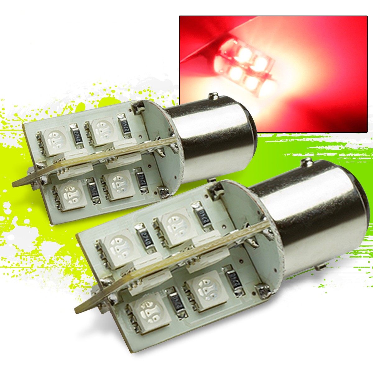 2X 16 SMD 16SMD 1157 BAY15D RED 5050 TURNING SIGNAL/BRAKE/STOP LED LIGHT BULB