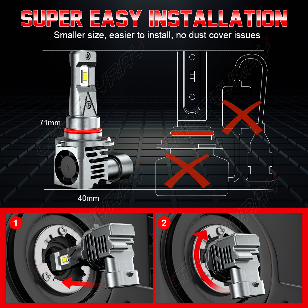 9005 LED Headlight Bulb Kit High/Low Beam White Super Bright 6000K CANBUS