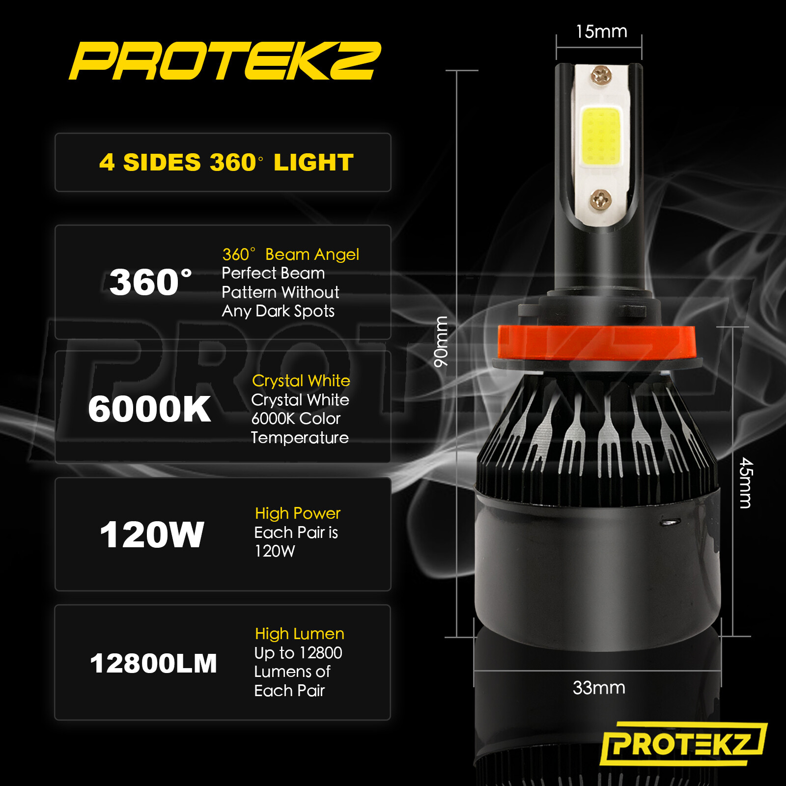 H13 Led bulbs, 6000K High/Low Conversion Kit 360°Adjustable Beam Headlight 9008