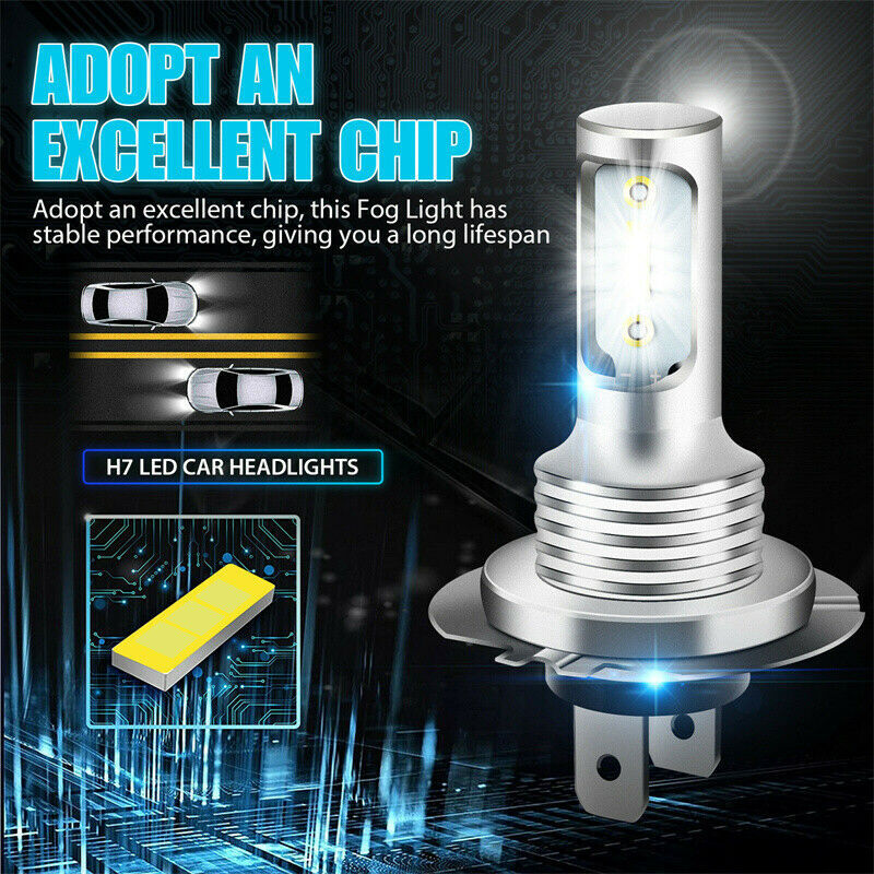 H7 Canbus LED Headlight Bulb High Low Beam Fog Light 100W 10000LM Bright 2pcs