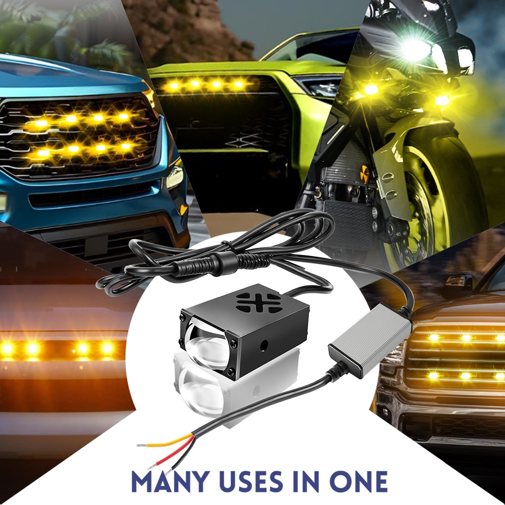 Super Bright White/Yellow Front Grill Driving Lights Mini Projector Fog Lights