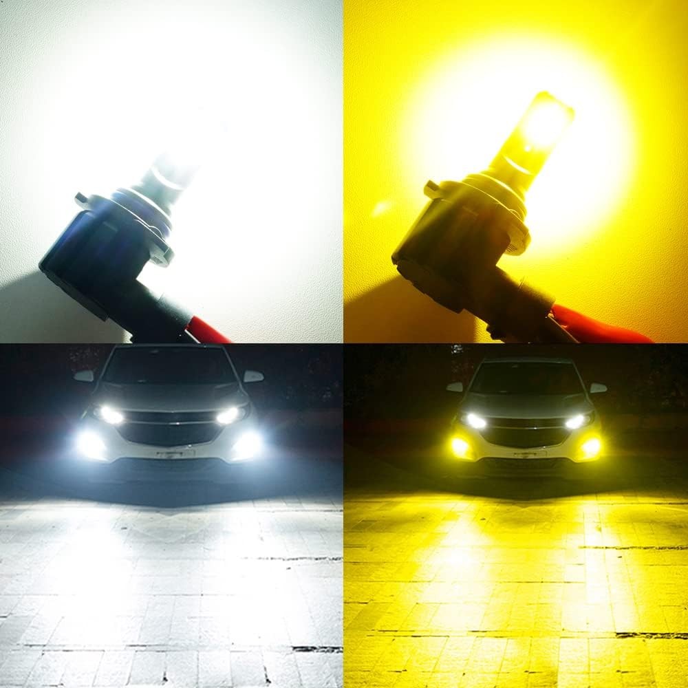 2X 9006 HB4 LED Fog Light Switchback Dual Color White Yellow Bright Strobe Flash