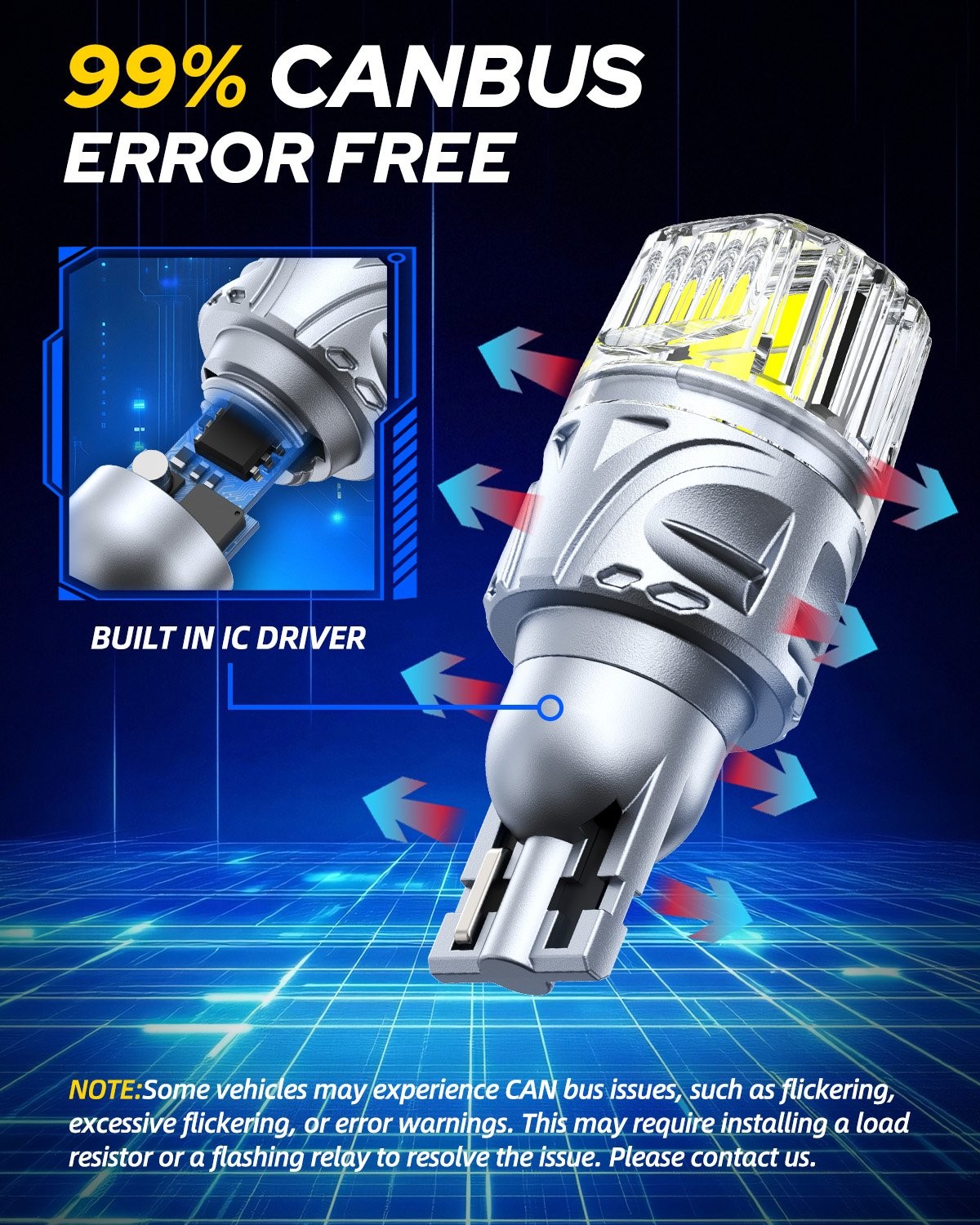 2-20 LED Reverse Tail Brake Light Bulbs T15 912 921 Bright White 16W Silver-Look