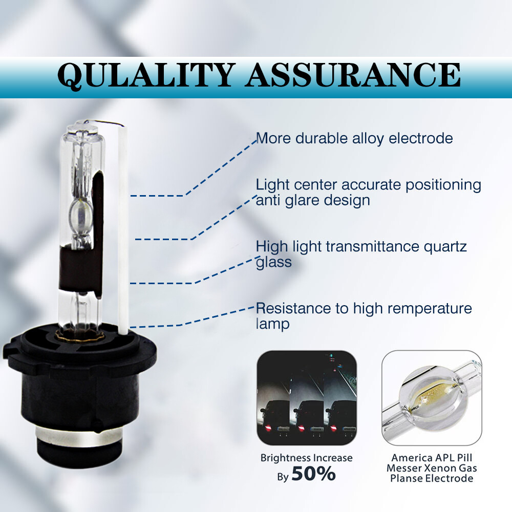2x D2S 55W 6000K HID Xenon Replacement Low/High Beam Headlight Lamp Bulbs White
