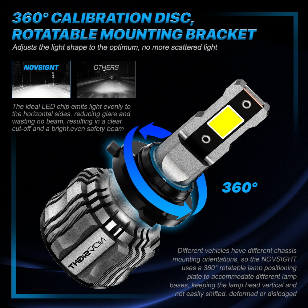 NOVSIGHT 9005 HB3 LED Headlight Bulbs High Beam 15000lm 6500K Super-Bright White