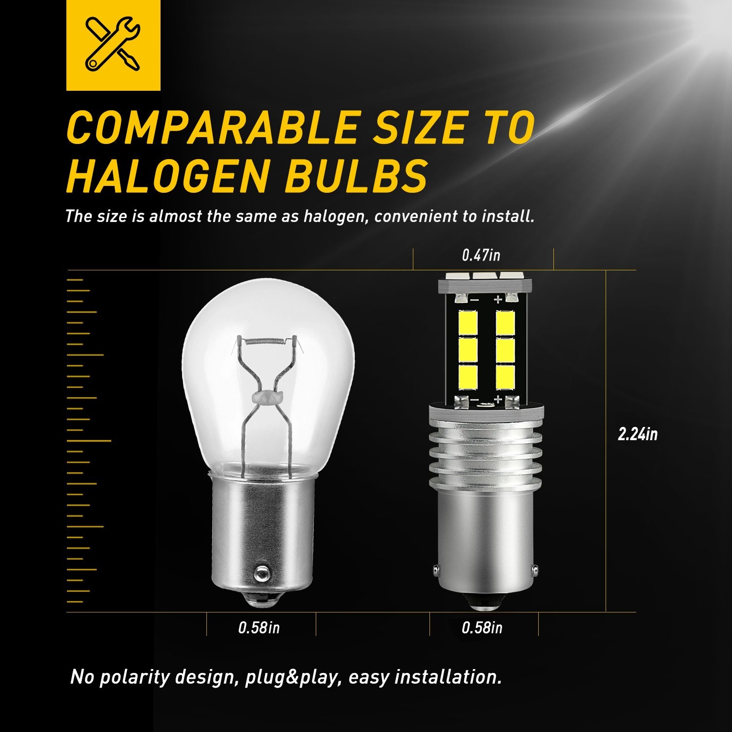 AUXITO Error Free CANBUS 1156 White P21W LED Bulbs Backup Light Reverse Bulb EH