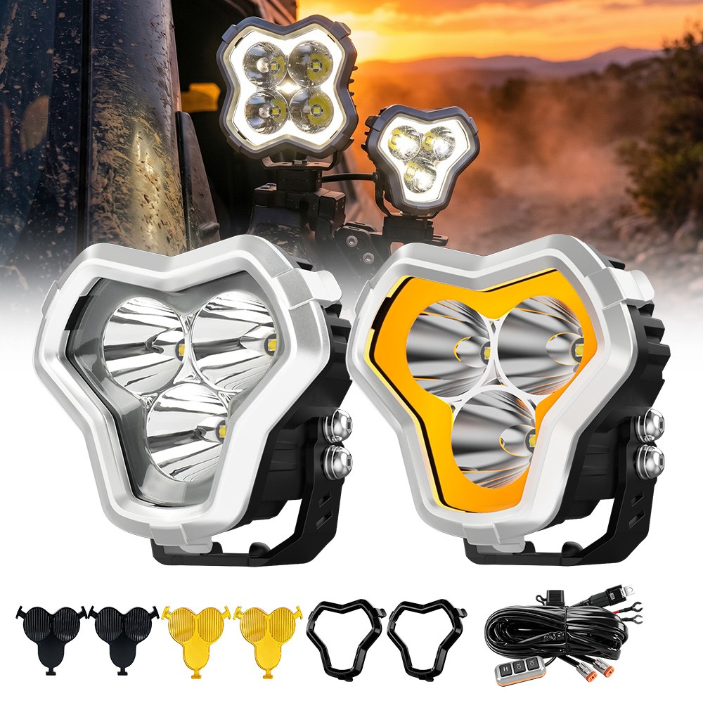 NOVSIGHT 2pcs 4″ LED Work Pod Light Spot Flood Combo Beam for Off Road Adventure