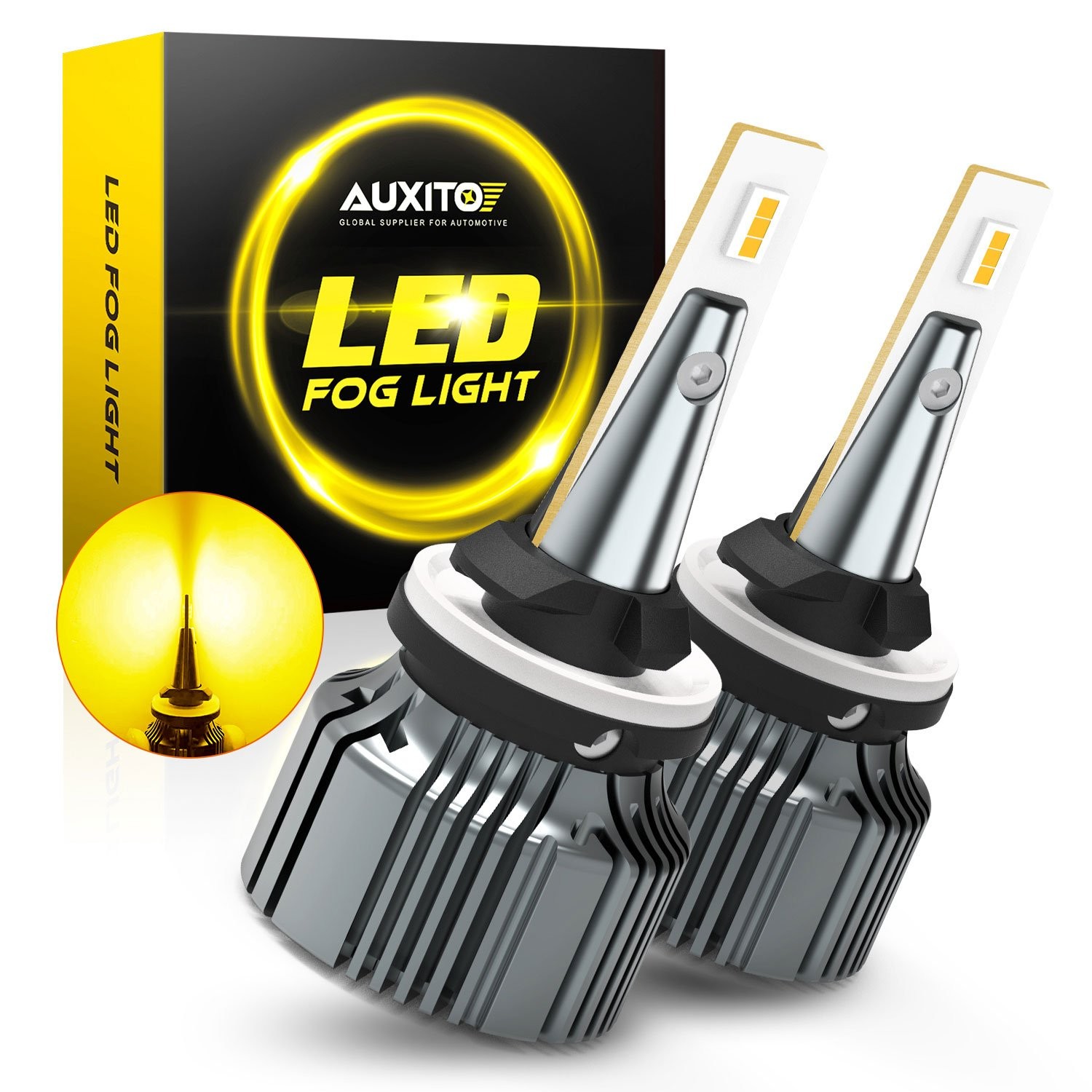 Auxito 880 881 892 LED Fog Driving Light 4000LM Lamp 100W 3000k Yellow Golden 2x