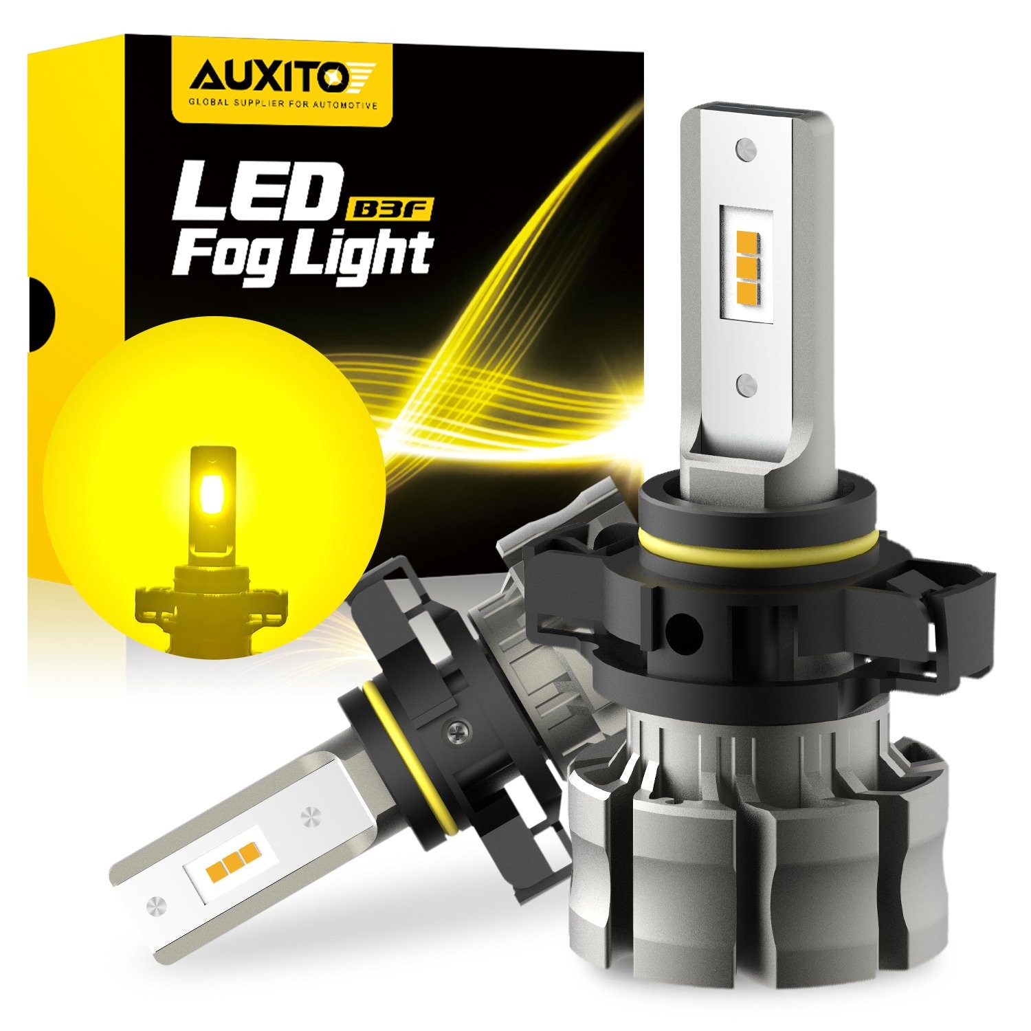 2X AUXITO Lamp LED H16 5202 Fog Light Bulbs DRL Super Bright 6000LM Amber Yellow
