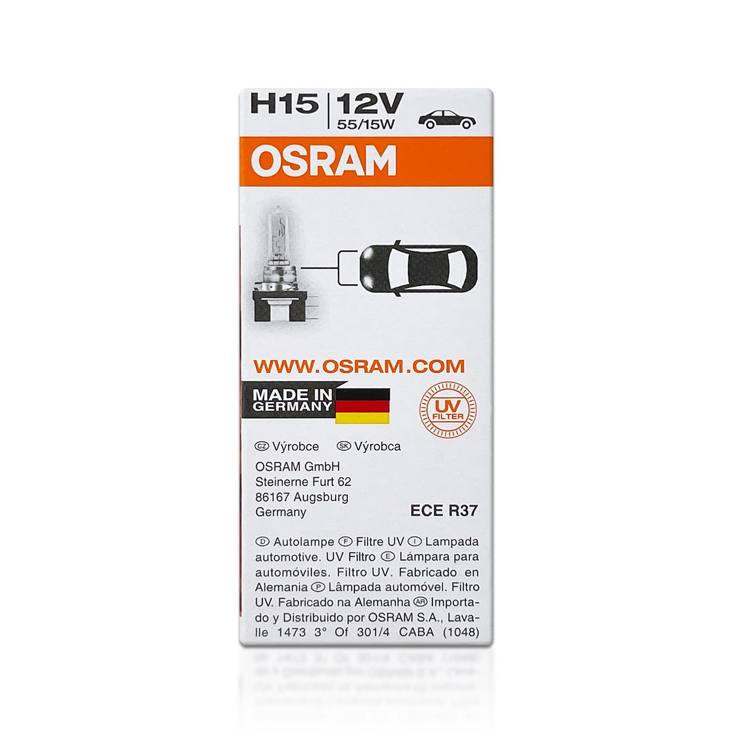 Osram H15 Original Standard OEM Headlight Halogen Bulbs | 64176 | Pack of 2