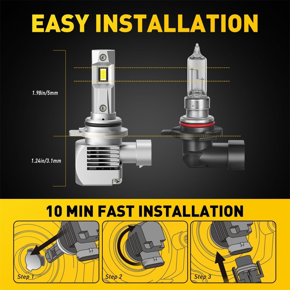 AUXITO 9012 HIR2 LED Headlight Bulb High Low Beam 100W 6000K Q16 Series White ED