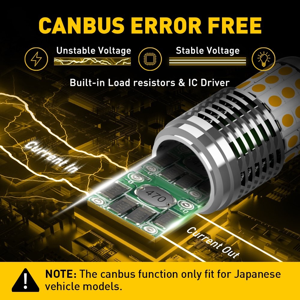 7440 7441 7444 LED Turn Signal Light Bulbs with Built-in Resistor Amber Yellow