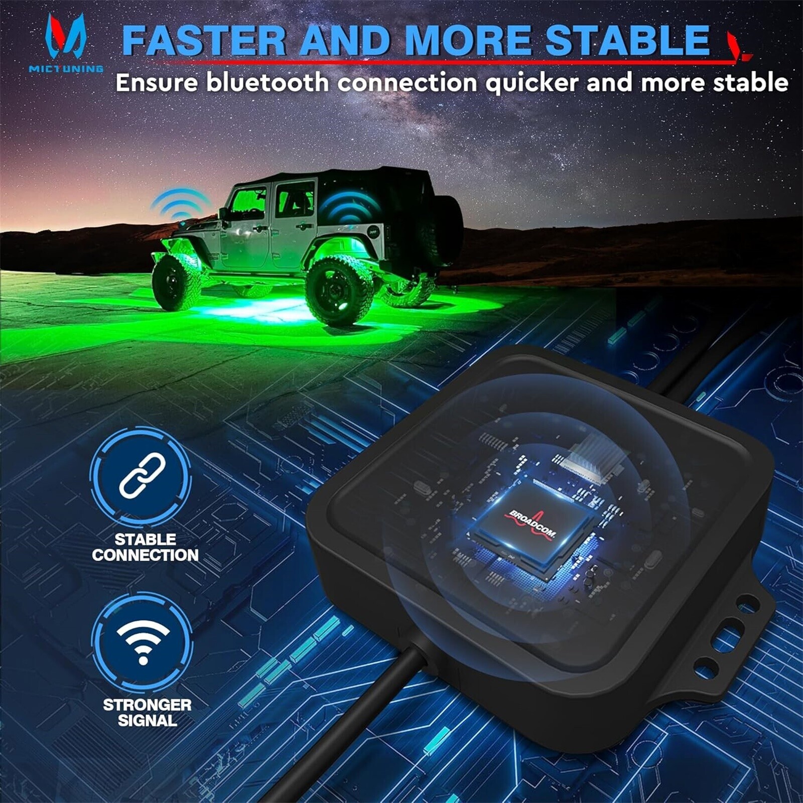 MICTUNING Curved C2 RGBW 12 Pods Underglow Neon LED Rock Lights for Trucks/UTVs