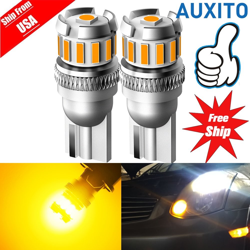 3000K Amber LED Front Sidemarker Lights 168 192 194 2825 T10 Replace Halogen 2x