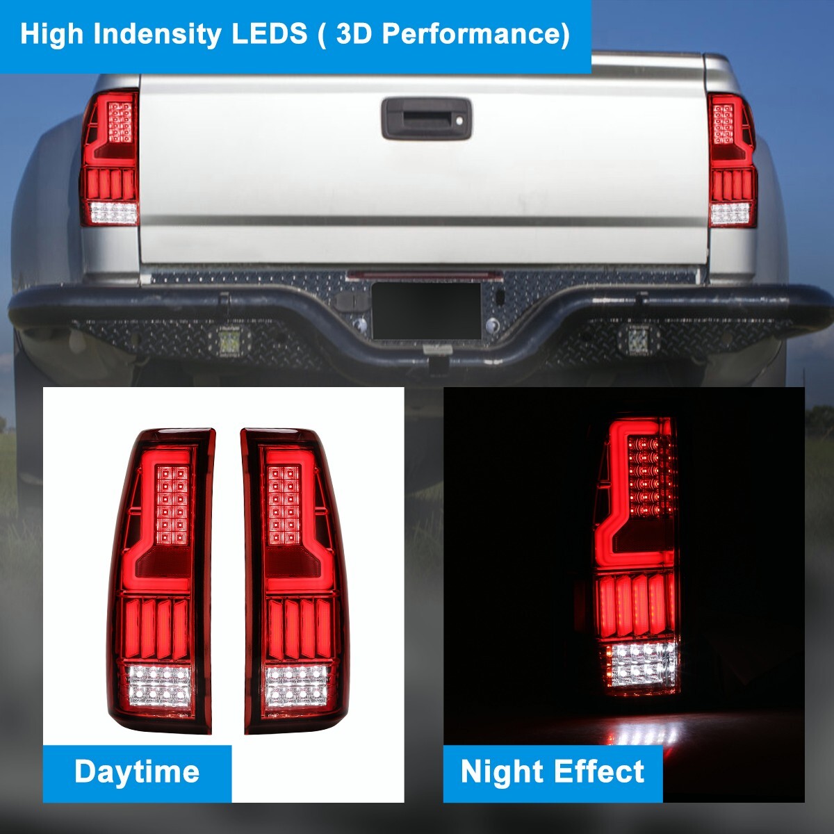 For 99-06 Chevy Silverado 99-03 GMC Sierra 1500 2500 3500 LED Tail Lights Red