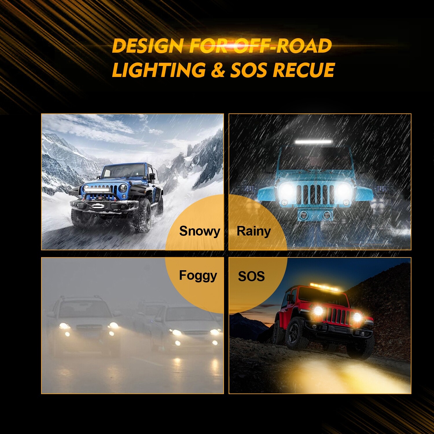 AUXBEAM 4″ 7″ 12″ 20″ 22″ 32″ 42″ 50″ 52″ LED Work Light Bar Amber Strobe Pods