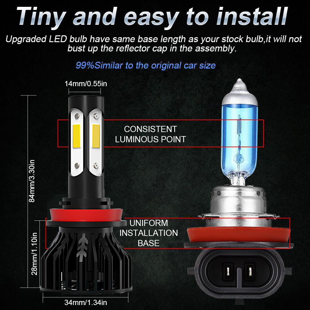 H11 9005 LED Headlights Bulb High Low Beam 140W Super Bright White 6500K